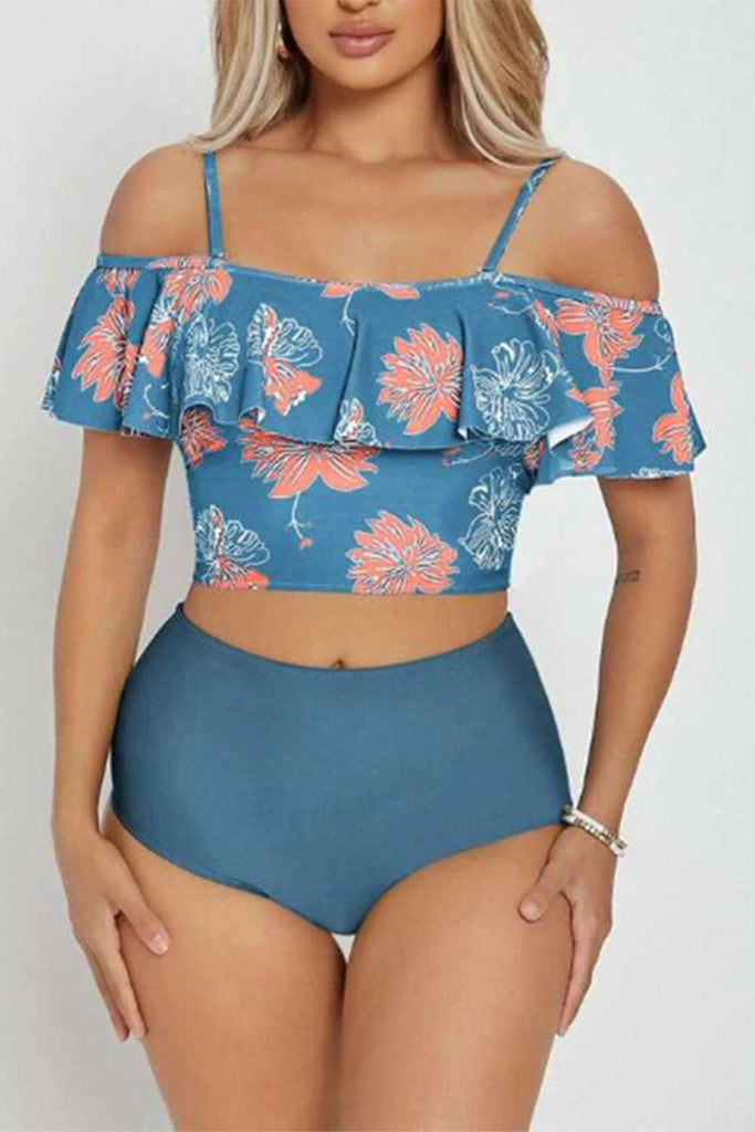 70s Peace Support Underwire Topsy With Ruffle Bottom